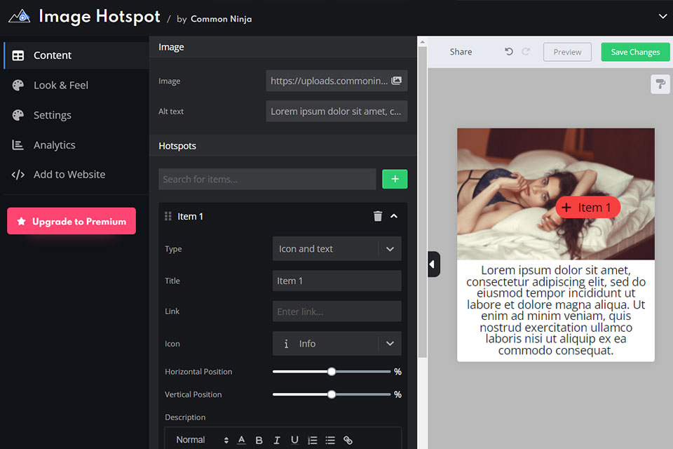 image hotspot storytelling function