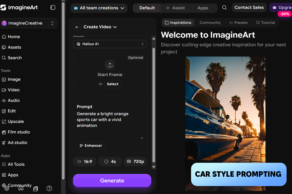 imagineart ai car video generator