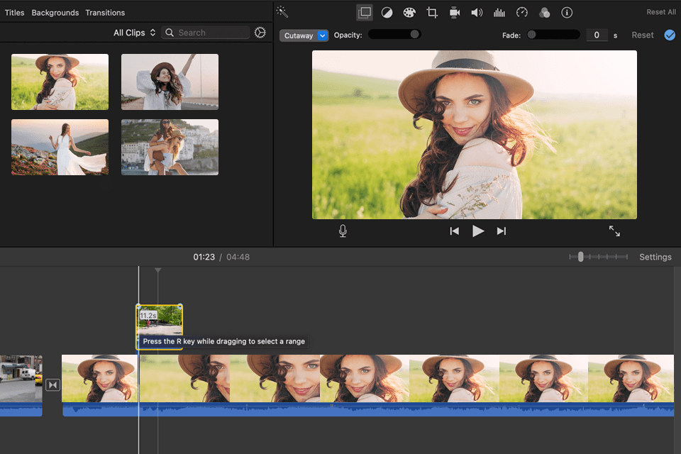 imovie non-linear video editor interface