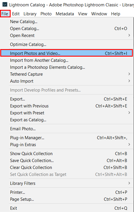 import images to lightroom