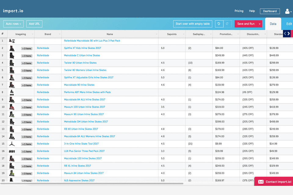 import io web crawler tool interface