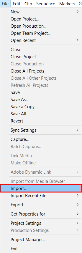 import media into premiere pro to make timelapse video