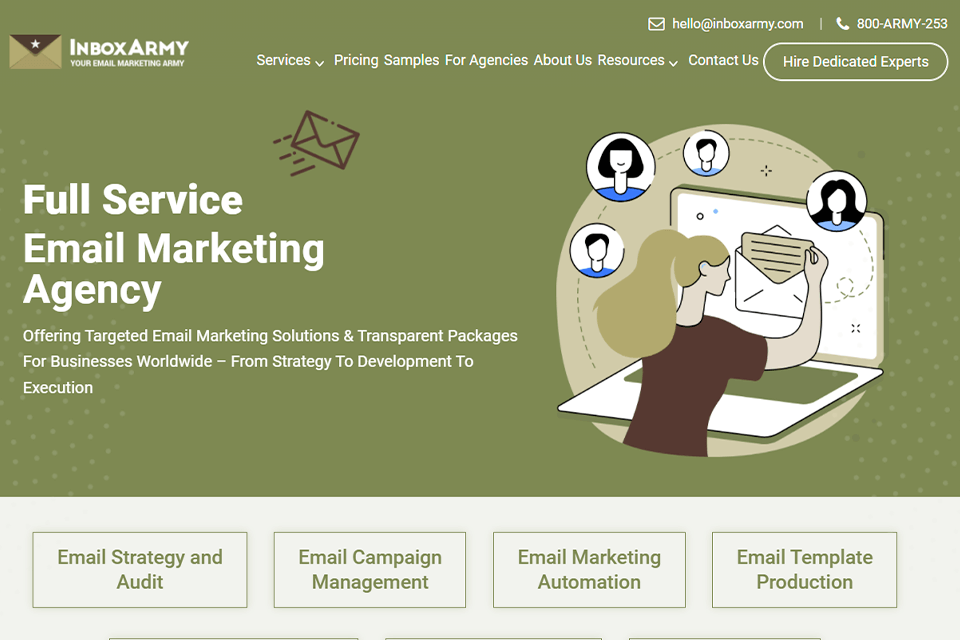 inbox army email marketing agency interface