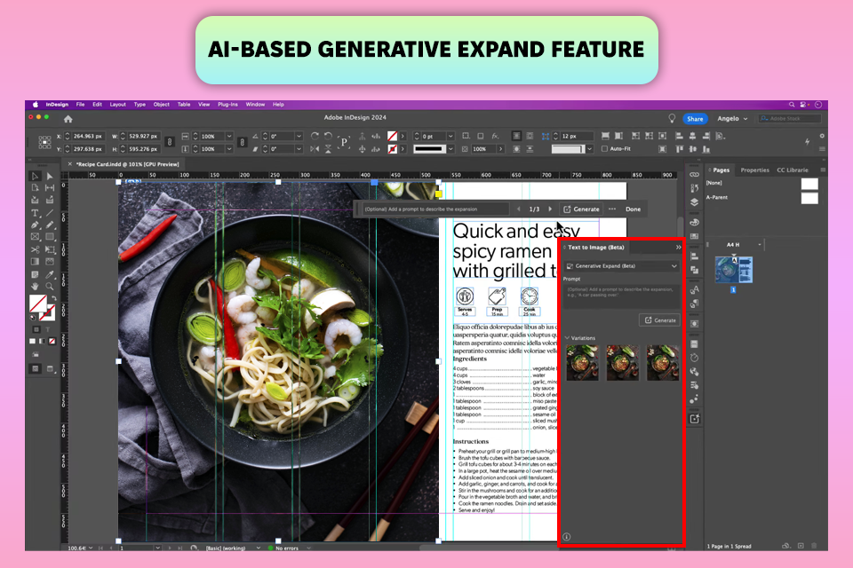 indesign generative expand interface