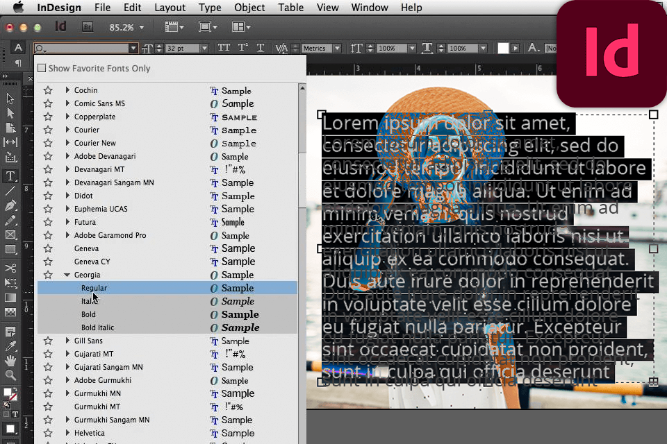 indesign interface