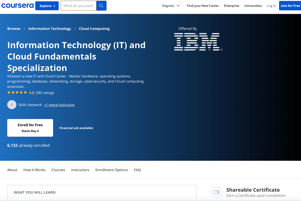 information technology and cloud fundamentals course website