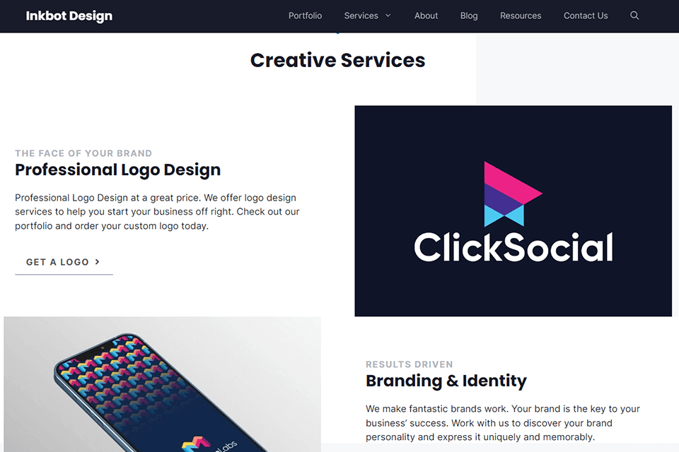 inkbot design branding agency interface