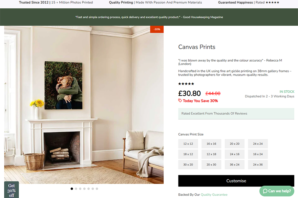 inkifi canvas printing service