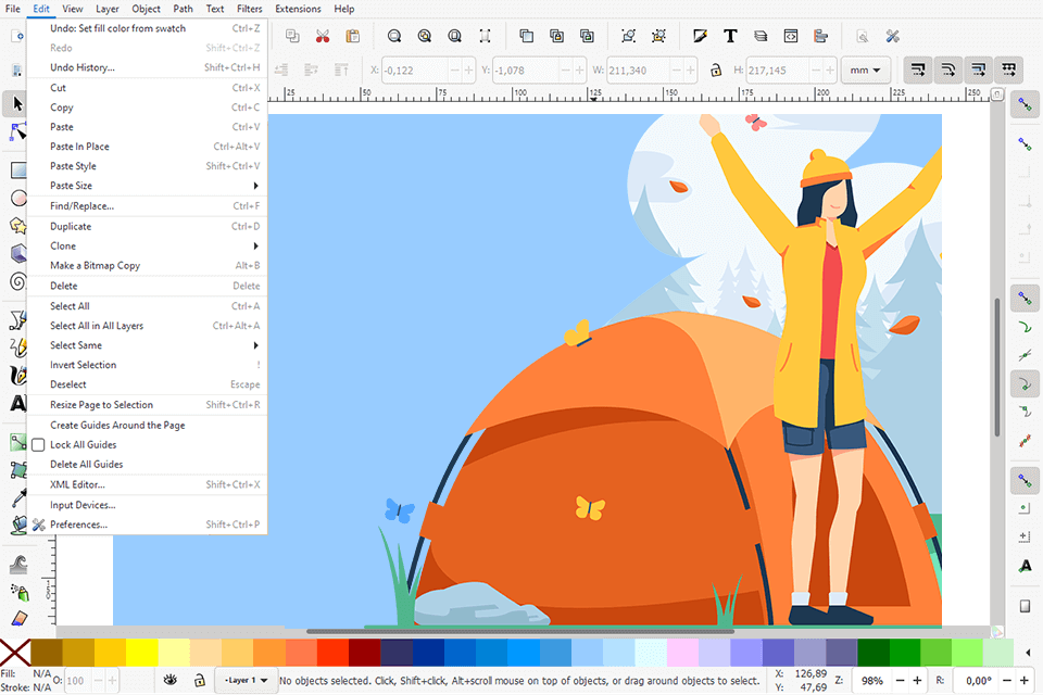 inkscape الواجهة