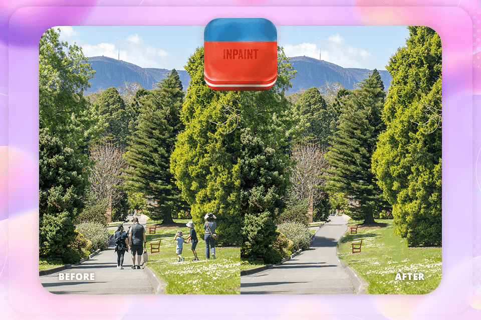 inpaintapp til remove objectfra fotogrensesnitt