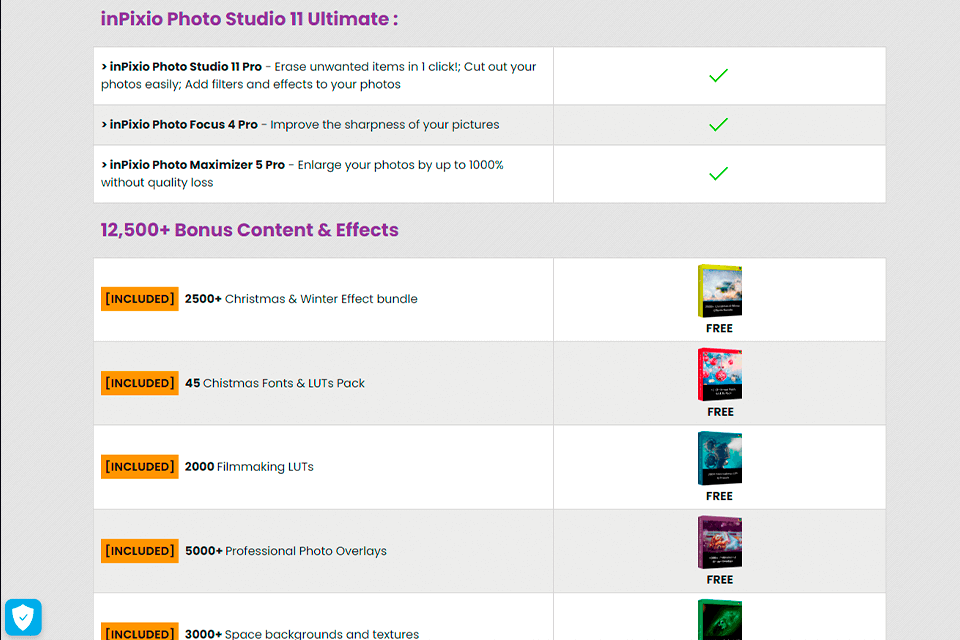 efectos gratuitos de black friday de inpixio