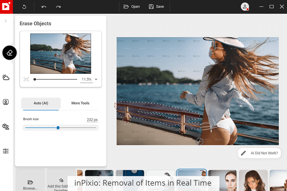 inpixio إزالة العناصر في الوقت الفعلي