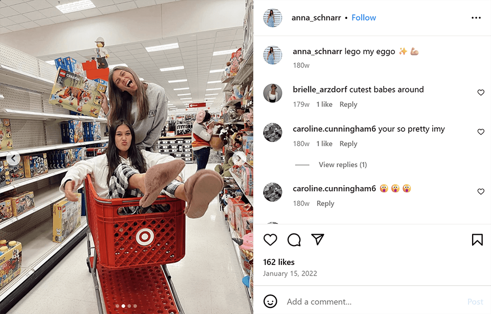 instagram best friend pose for 2 grocery cart