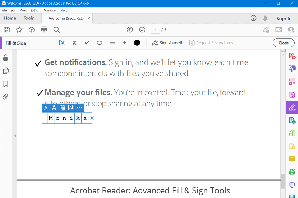 interface adobe acrobat reader dc