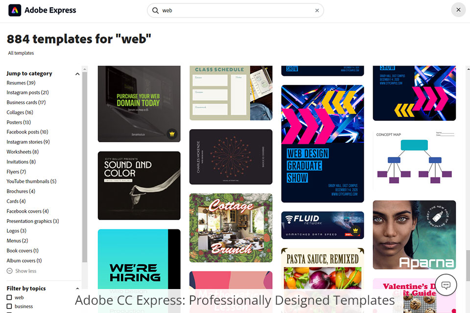 interface adobe cc express