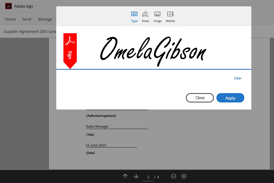 adobe sign interface
