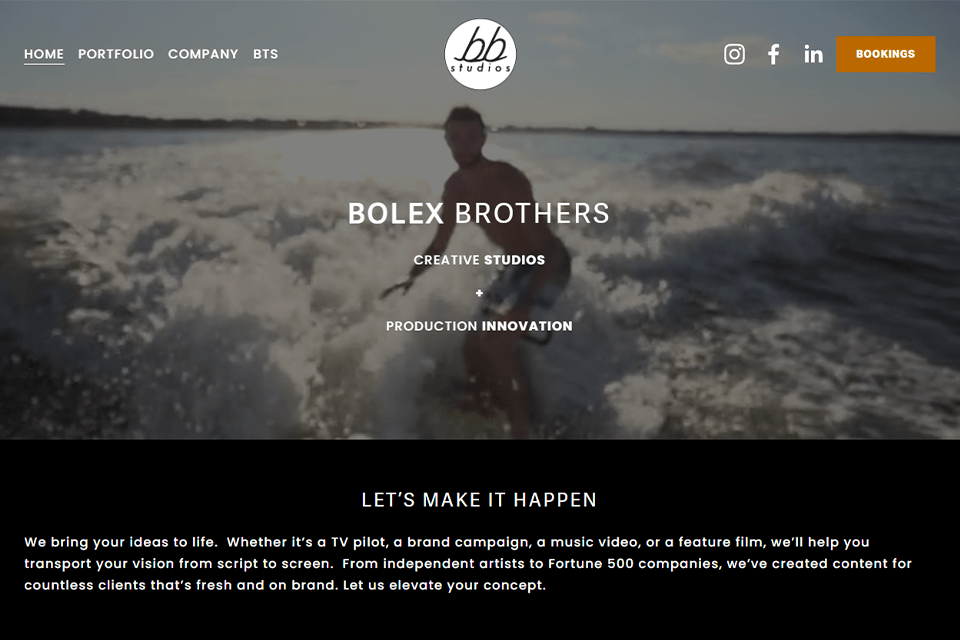 bolex brothers video production company interface