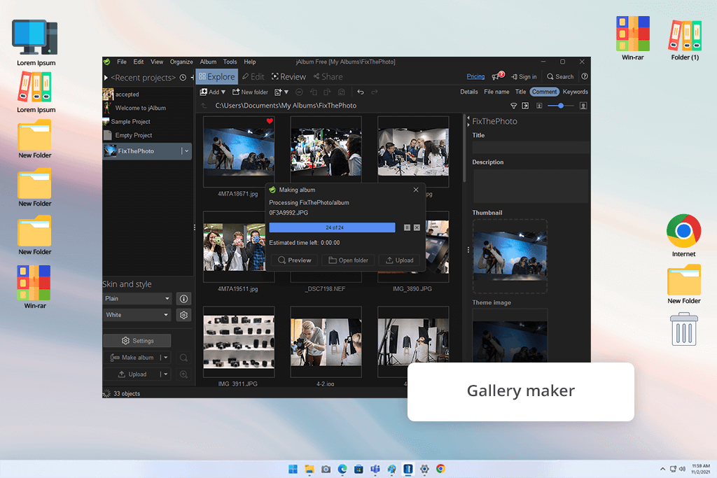 interface jalbum photo organizing software