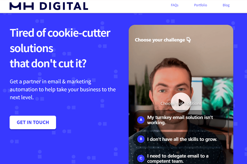 mh digital email marketing agency interface