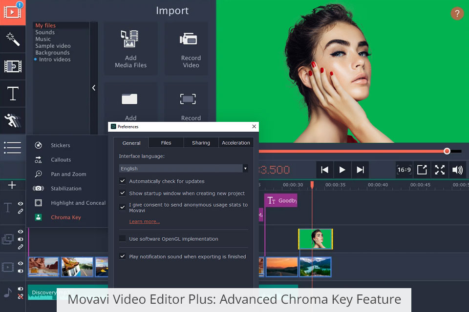 interface movavi video editor plus