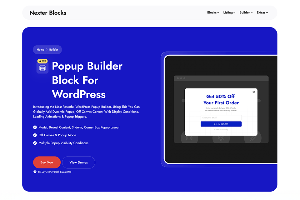 nexterwp popup builder for wordpress