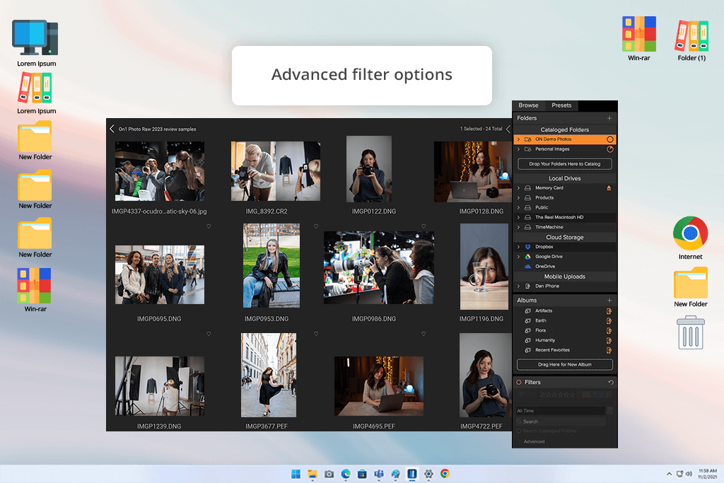interface on1 photo raw photo organizing software