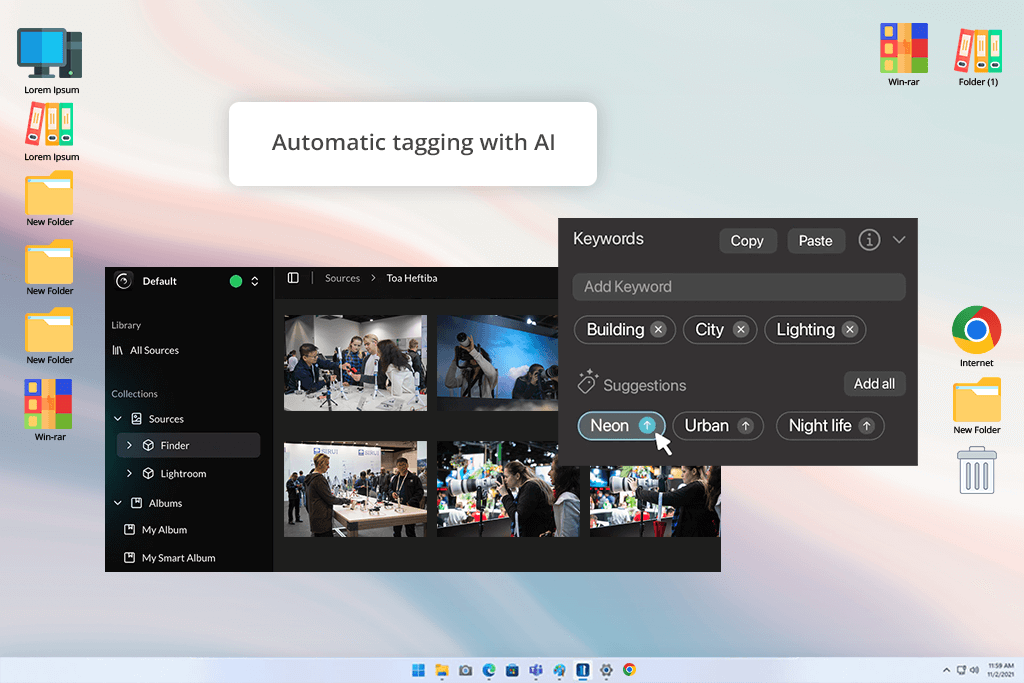 interface peakto by cyme photo organizing software