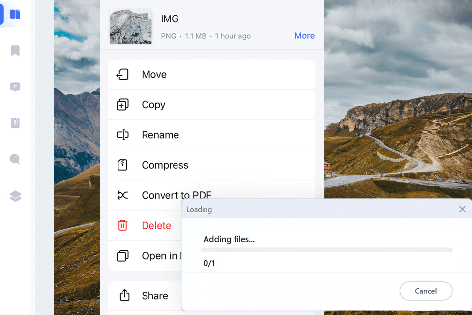 wondershare pdfelement png to pdf converter interface