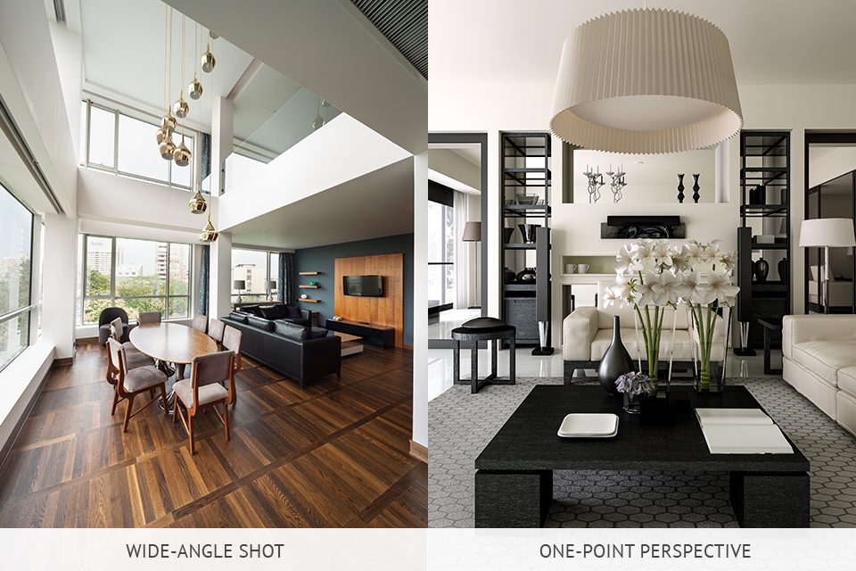 one point perspective photography interior