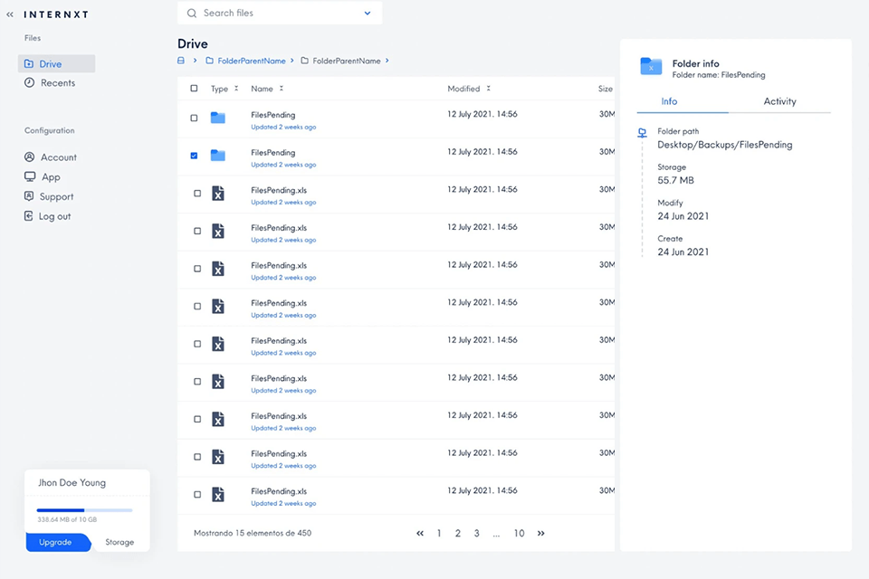 internxt streamlined interface