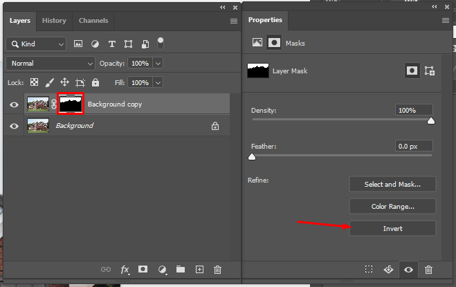 invert the mask to turn day into night in photoshop