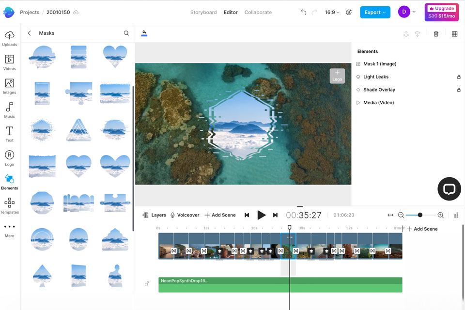 invideo ai video editor interface