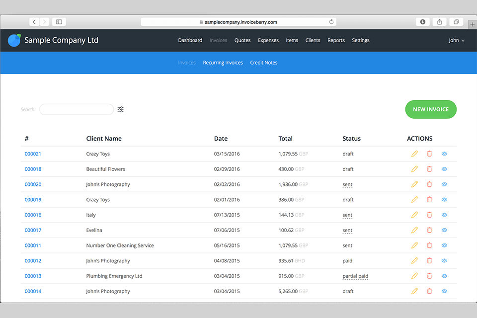 invoicely invoice apps interface
