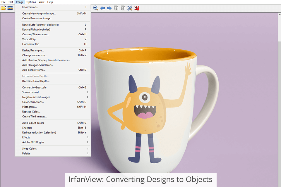 irfanview converting design to objects