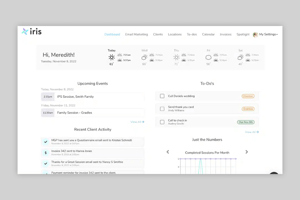 iris delivery management software dashboard
