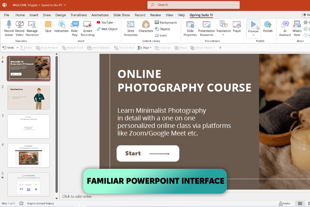 ispring suite interface