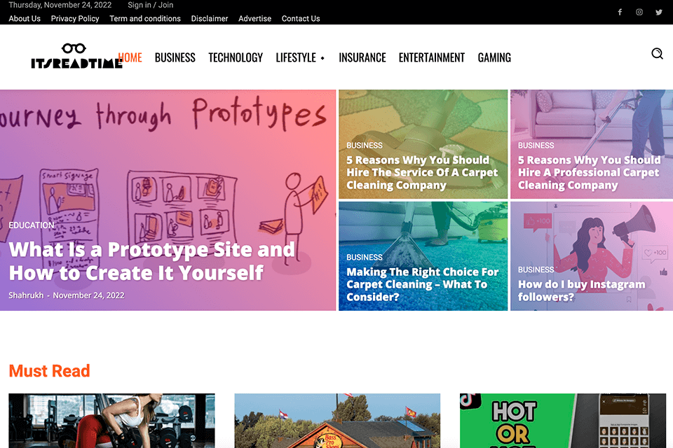 itsreadtime business blog interface