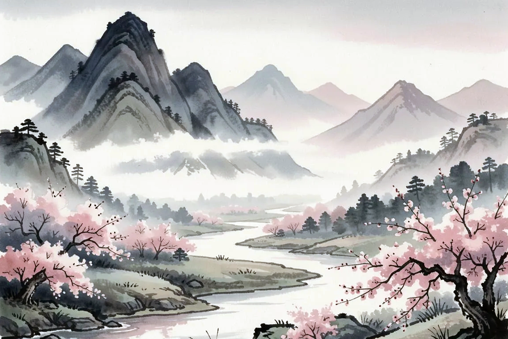 japanese-inspired watercolor style