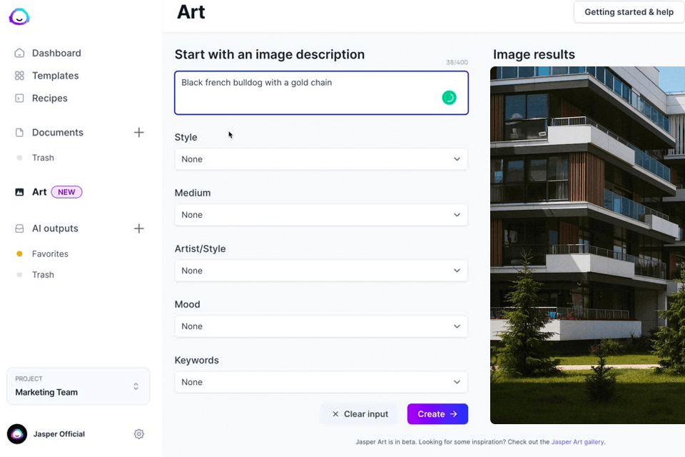 jasper art architect ai tool