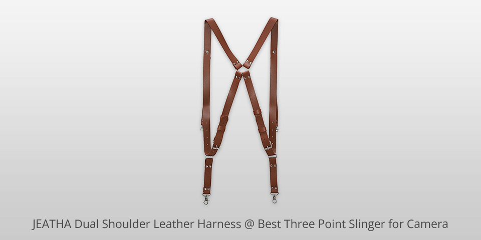 jeatha dual shoulder leather harness 3 point slinger for camera