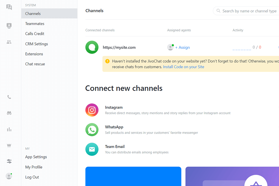 jivochat team messenger channels