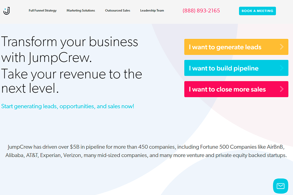 jumpcrew lead generation company interface