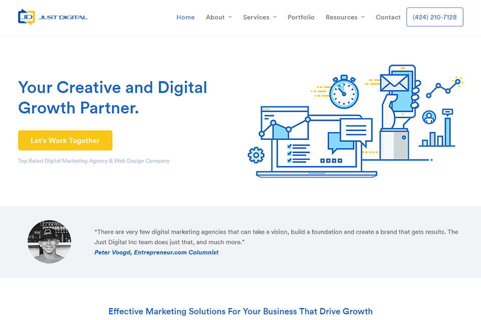 just digital advertising agency website