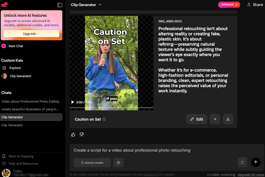 kapwing ai video script generator