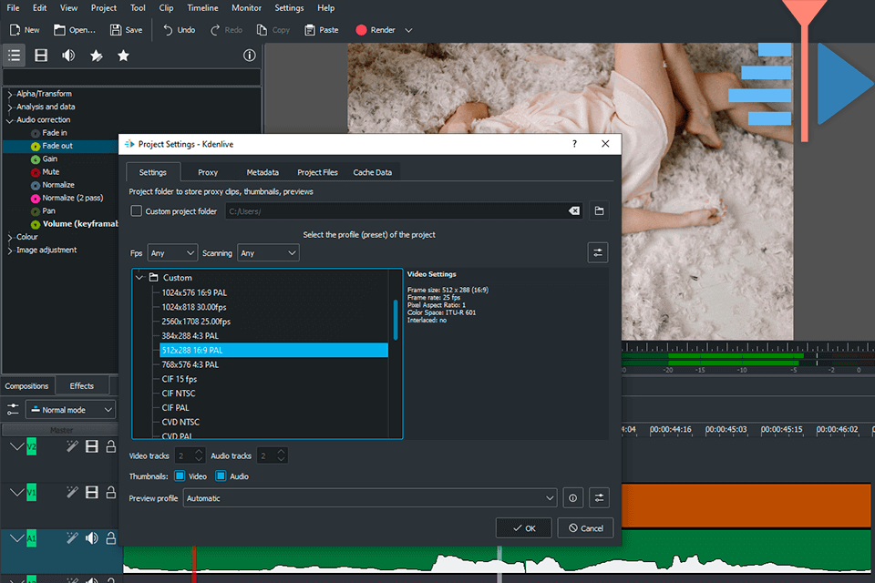 kdenlive interface