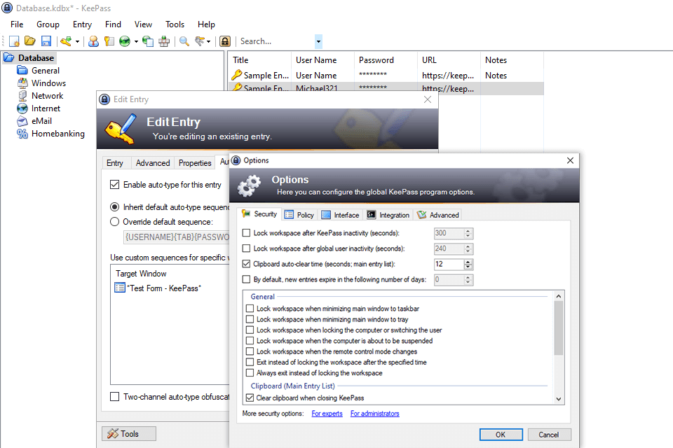 KeePass واجهة البرنامج مفتوحة المصدر