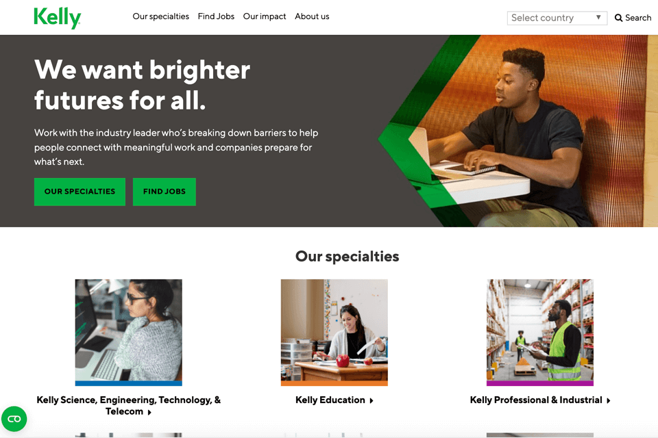 kelly services recruiting company interface