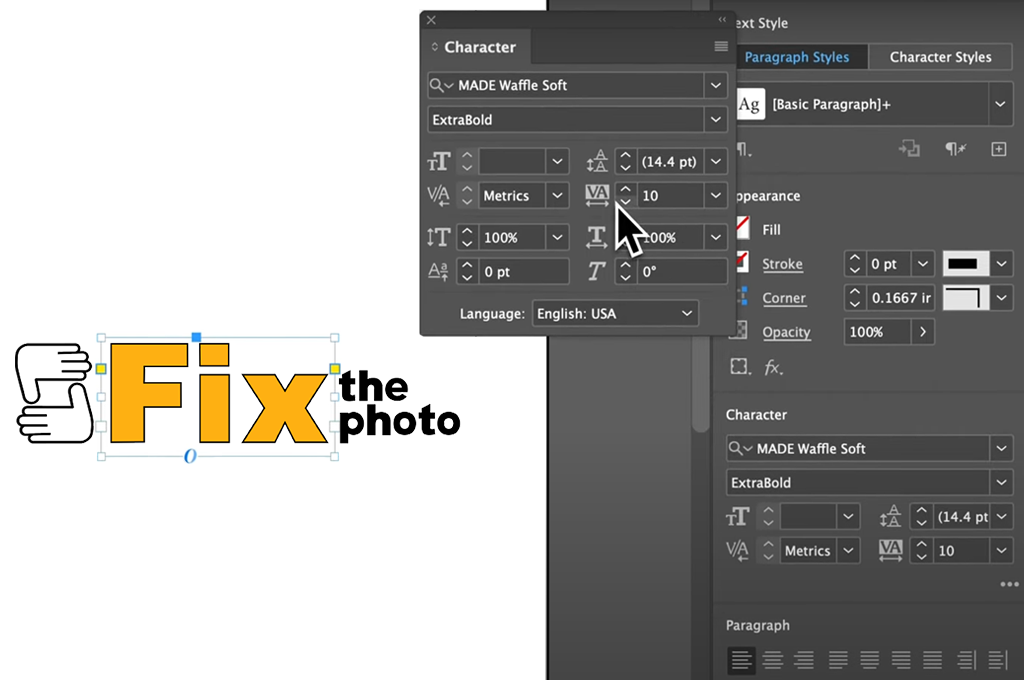 kerning in adobe indesign