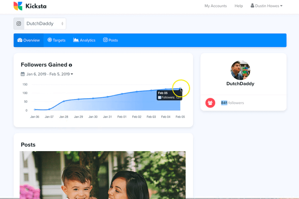 kicksta أداة تسويق instagram لواجهة النمو السريع
