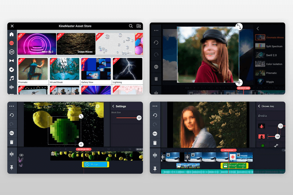 kinemaster app to blur faces interface